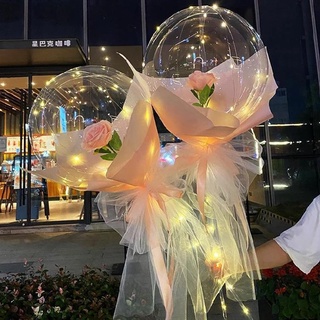 Diy Led Lightweight Balloons with Pink Flower Bouquet Event Decoration Birthday Party, Wedding Decoration Led Balloon