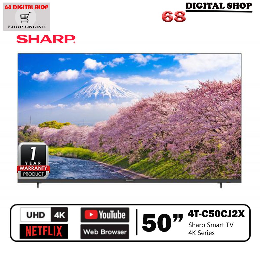 SHARP ทีวี LED TV Smart C50CJ2X | UHD (50 นิ้ว , 4K, Youtube, Netflix, Web Browser) รุ่น 4T-C50CJ2X