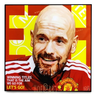 Erik ten Hag เอริค เทน ฮาก Manchester United แมนยู ปีศาจแดง รูปภาพ​ติด​ผนัง​ pop art ฟุตบอล​ แต่งบ้าน กรอบรูป​​ รูปภาพ