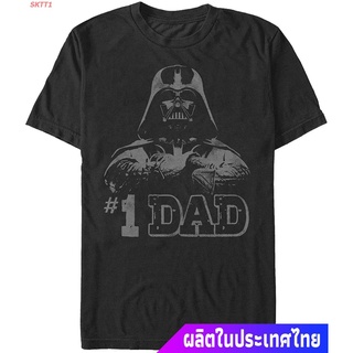 เสื้อยืดแขนสั้น STAR WARS Mens Star Wars Darth Vader Number One Dad T-shirt Short sleeve T-shirts