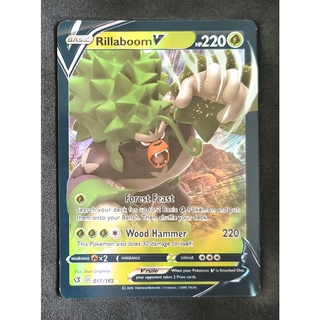 Rillaboom V Card กอริลลันดา 017/192 Pokemon Card Gold Flash Light (Glossy) ภาษาอังกฤษ