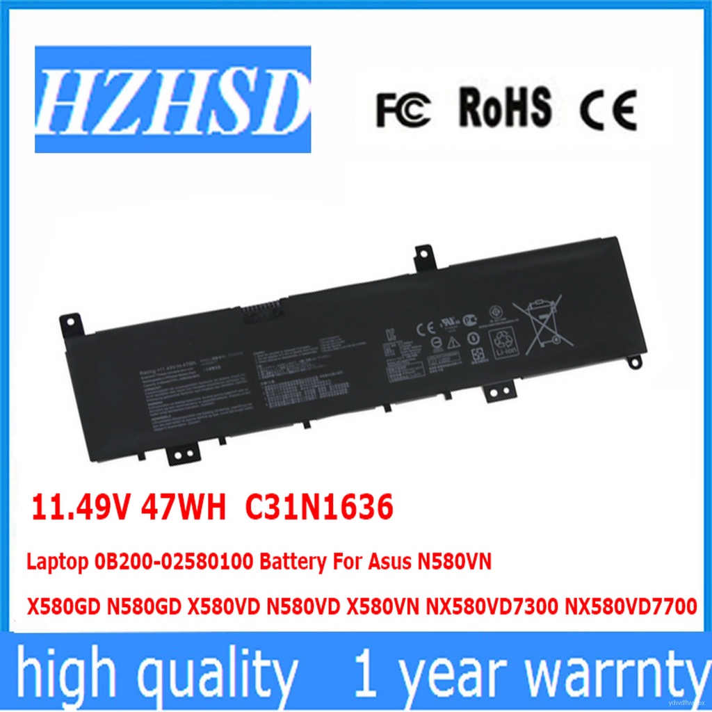 11.49V 47WH C31N1636 แล็ปท็อป 0B200-02580100 แบตเตอรี่สำหรับ Asus N580VN X580GD N580GD X580VD N580VD