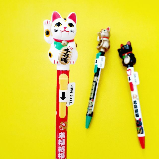 😻😻 แท้ 100% ปากกา แมวกวักนำโชค 😻😻 แมวกวัก ญี่ปุ่น นำโชค Maneki Neko pen