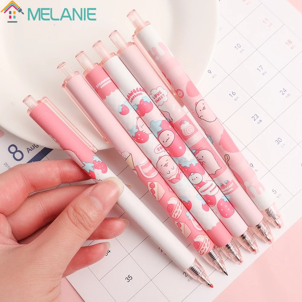 1 ชิ้น การ์ตูน สีชมพู สตรอเบอร์รี่ ไดโนเสาร์ กด ปลายปากกาเจลปากกา / 0.5 มม. สีดํา นักเรียน ลงนาม เครื่องมือเขียน / อุปกรณ์เครื่องเขียน สํานักงาน โรงเรียน