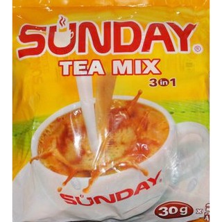 Sunday tea mix ห่อเหลือง ผงชานม ชาสำเร็จรูป ชานมพม่า หอมนม รสอร่อย ใช้ชง ชาไข่มุก ได้ ชาพม่า (แพ็ค 30 ซอง)