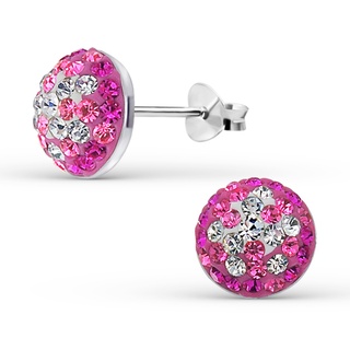 SILVER THAI 925 Sterling silver half ball Crystal ear stud  เครื่องประดับเงินแท้ต่างหูเงินแท้925ต่างหูคริสตัลครึ่งลูก