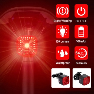 NEWBOLER ไฟท้ายจักรยานอัจฉริยะ Auto Start Stop Waterproof USB Rechargeable LED Cycling Taillight Bike Accessories