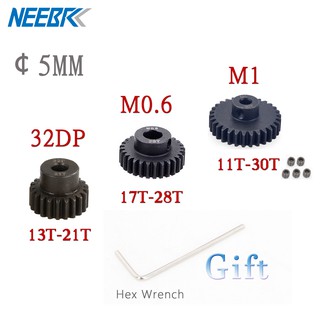 ชุดเฟืองมอเตอร์โลหะ M0.6 32DP M1 5.0 มม. 13T-30T สําหรับรถบักกี้ รถบรรทุกบังคับ 1/8 5 ชิ้น