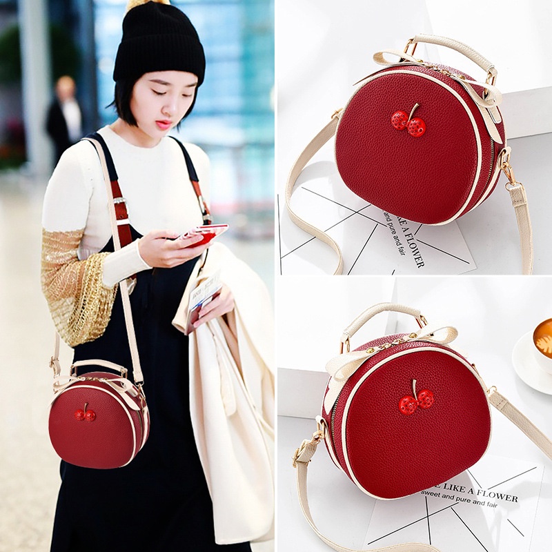 Small bag versatile One Shoulder Messenger Bag portable small round bag