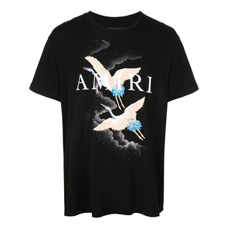 เสื้อยืดคอกลม ผ้าฝ้าย พิมพ์ลายกราฟฟิคโลโก้ Amiri ทรงหลวม สําหรับผู้ชาย