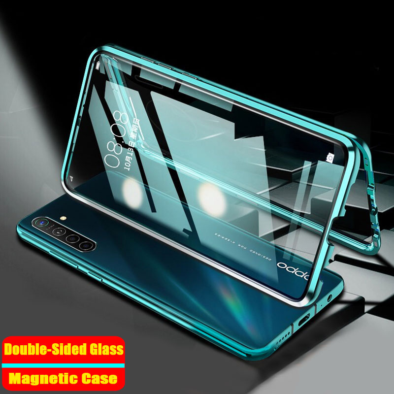 สองด้านแม่เหล็กสําหรับOPPO A16 A8 A31 A9 A5 A55 A54 F9 F9Pro F11 2020 สองด้านกระจกนิรภัยแม่เหล็กโทรศ