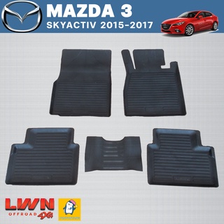 ผ้ายางปูพื้นรถเข้ารูปเกรด Premium รุ่น MAZDA3 Skyactiv 2015-2017 เข้าชุด ขอบยกสูงกันน้ำหก มีรับประกันทุกชิ้น