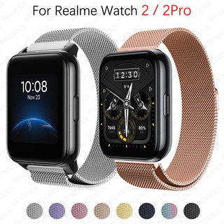 Milanese สายนาฬิกาข้อมือสแตนเลสสําหรับ Realme Watch 3/ 2 / 2Pro Smart Watch