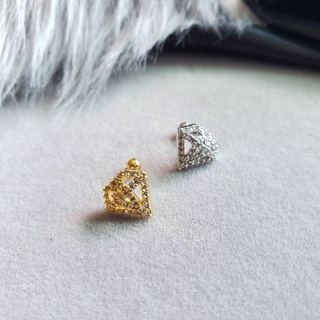 จิวหู จิวหูรูปเพชร diamond ต่างหูสแตนเลสแบบเกลียวหมุน ก้าน1 mm. จิวแฟชั่น จิวเกาหลี ต่างหูเพชร