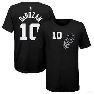 เสื้อยืดคอกลม แขนสั้น พิมพ์ลาย NBA Spurs DeROZAN Jersey Fan ทรงหลวม สําหรับผู้ชาย และผู้หญิง