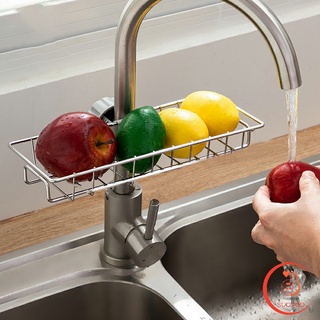 สแตนเลสแท้ ยึดติดก๊อกน้ำ ตะแกรง ""ใส่ฟองน้ำ""  Faucet Rack