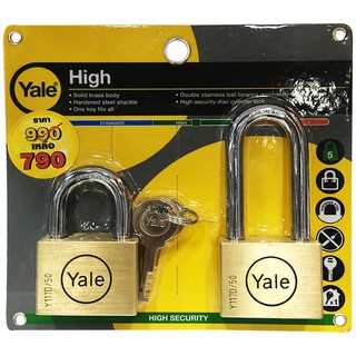 กุญแจคีย์อะไลท์ YALE BD50SS-50LSP2 50 มม. 2 ตัว/ชุดPADLOCK KEY ALIKE YALE BD50SS-50LSP2 50MM 2EA/SET