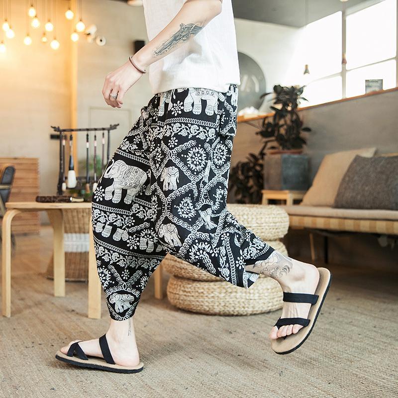 Summer beach pants seven points ethnic style Thai elephant pants