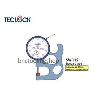 ไดอัลเกจวัดความหนาขนาด 10มิล ความละเอียด 0.01มิล,Dial Thickness Gauge Range 10mm Graduation 0.01mm,TECLOCK,SM-112