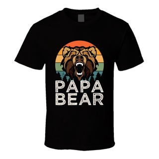 ใหม่ เสื้อยืดลําลอง แขนสั้น พิมพ์ลาย Papa Bear Funny s Happy Fathers Day สไตล์วินเทจ สําหรับผู้ชาย