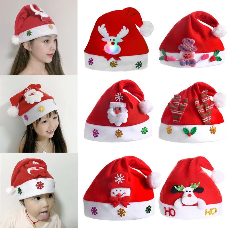 [24Hs Delivery] หมวกซานตาคลอสสโนว์แมนมีไฟ Led สําหรับตกแต่งคริสต์มาส