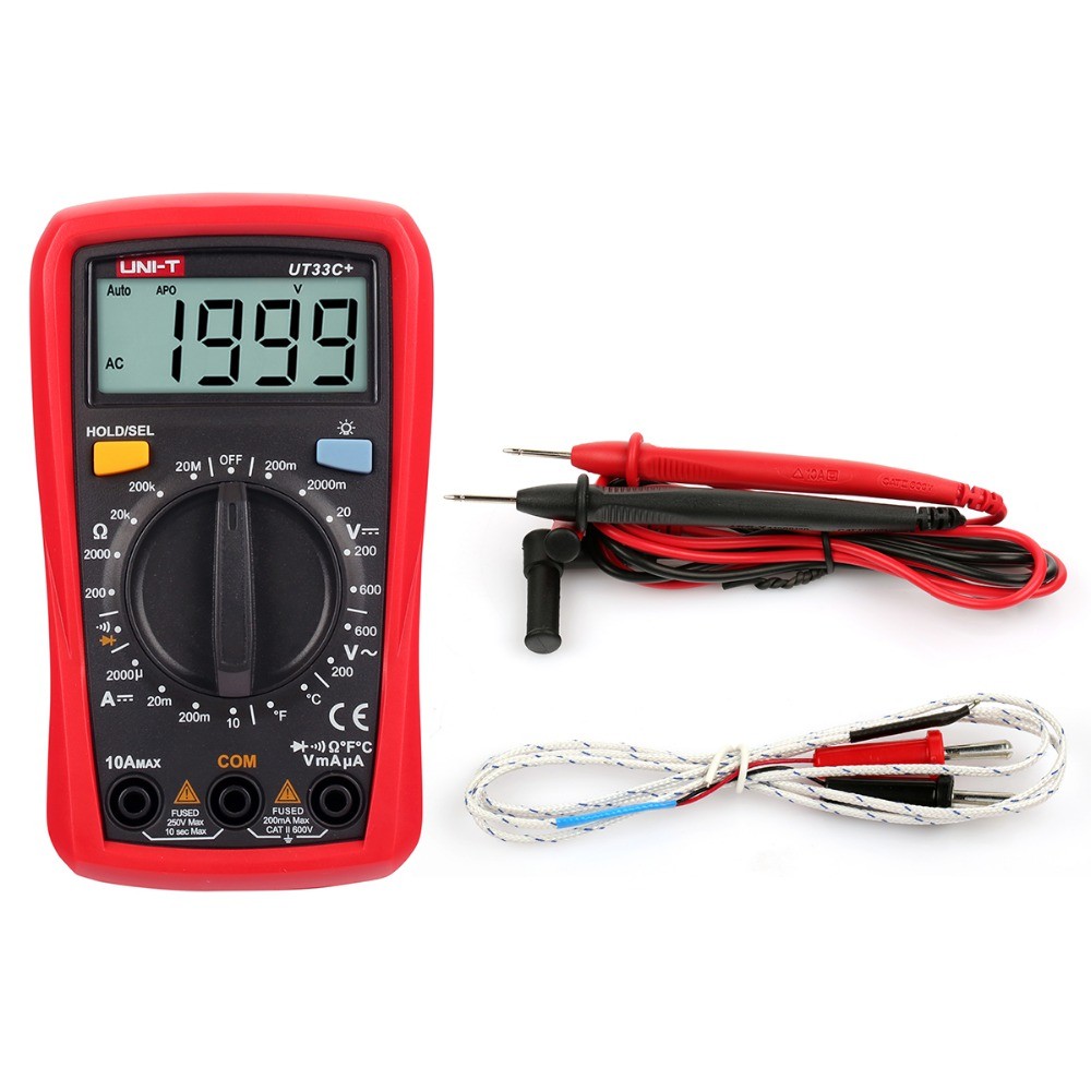 UNI-T  UT33C+ ดิจิตอลมัลติมิเตอร์ ครบทุกย่านการวัด  วัดอุณหภูมิได้ด้วย เหมาะสำหรับงานทดลอง ช่างแอร์