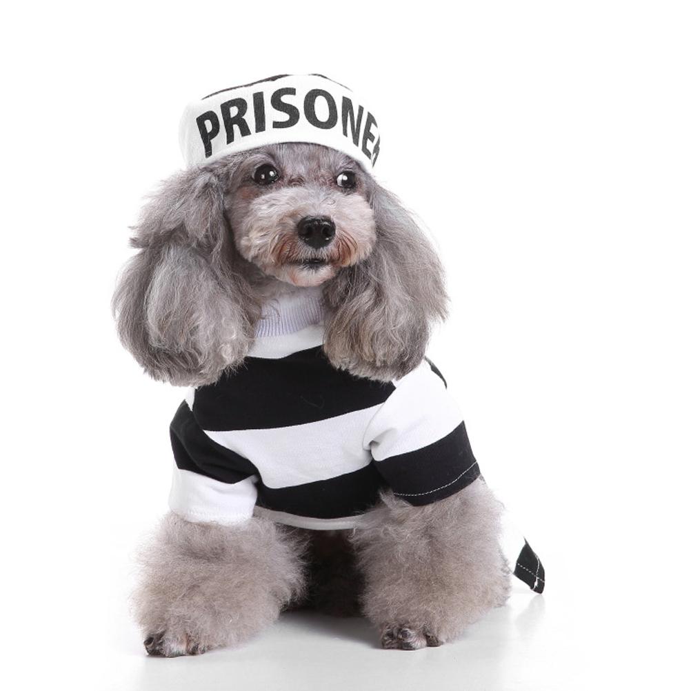 Pet Prisoner Costume with Hat Halloween Cosplay Clothing Wear-resisting ...