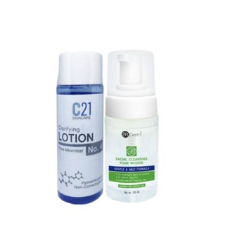 DeMed Set C21 Clarifying Lotion Pore Minimizer+BR Derm Facial Cleansing Foam Mousse Set 2ชิ้น490บาท จาก 790 DeMed Clinic