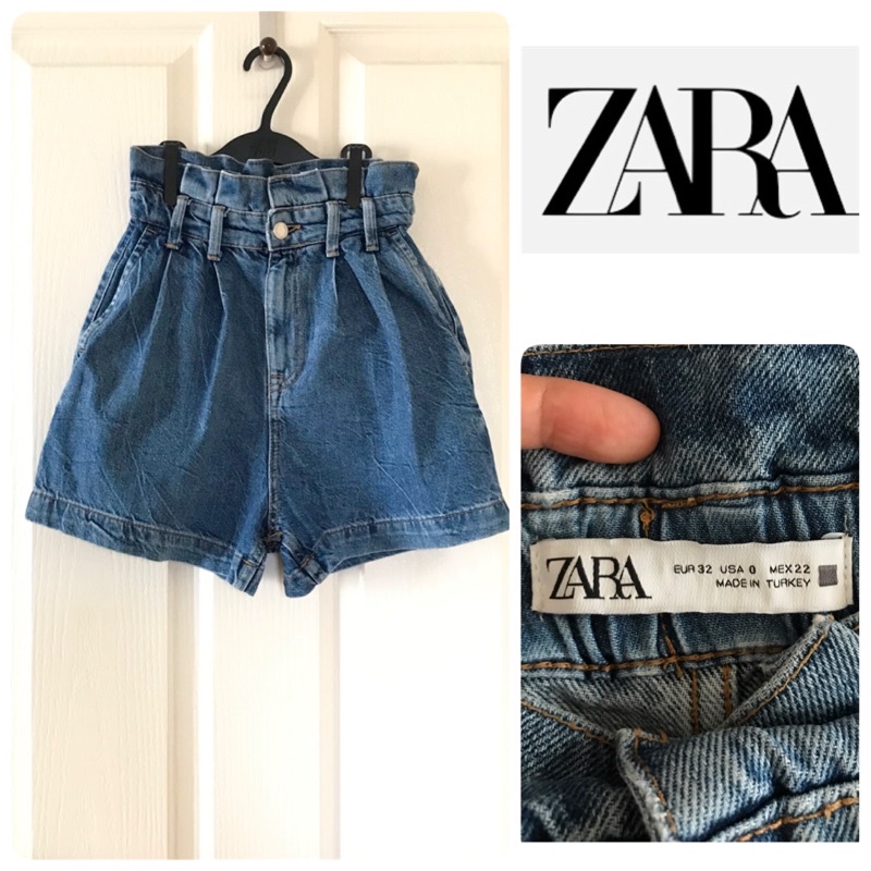 กางเกงยีนส์ขาสั้น Zara 💯 ทรง baggy pepper bag size 32