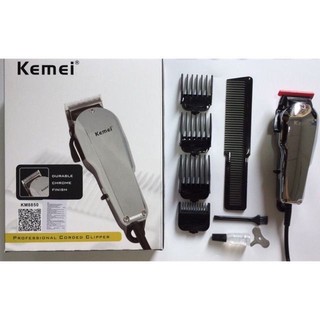 Kemei ปัตตาเลียน รุ่น KM-8850 สีโครเมี่ยมแวววาว อุปกรณ์ตัดแต่งทรงผม ที่ตัดผมไฟฟ้า บัตตาเลี่ยน โกนผม บัตตาเลี่ยนตัดผม