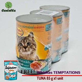 Petz Friend Seafish Flavored Cat Food 400g.*3cans Free Whiskas TEMPTATIONS TUNA 85 g x1 unit