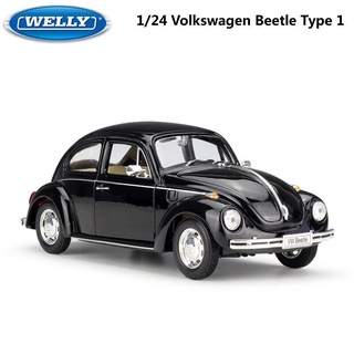 โมเดลรถแข่ง WELLY No.22436W Volkswagen Beetle อัตราส่วน 1:24  รถคลาสสิกโลหะผสม ที่น่าะสมรถสำหรับของขวัญในโอกาศต่างๆ