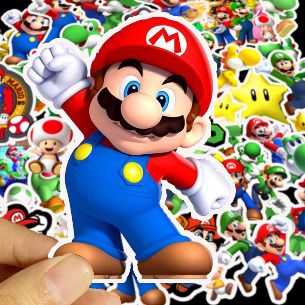 💥พร้อมส่ง💥ลายการ์ตูนอะนิเมะ supermario mario 50แผ่น กันน้ำ สติ๊กเกอร์ ใช้ซ้ำได้ กระโปรงหลังรถ JAPAN