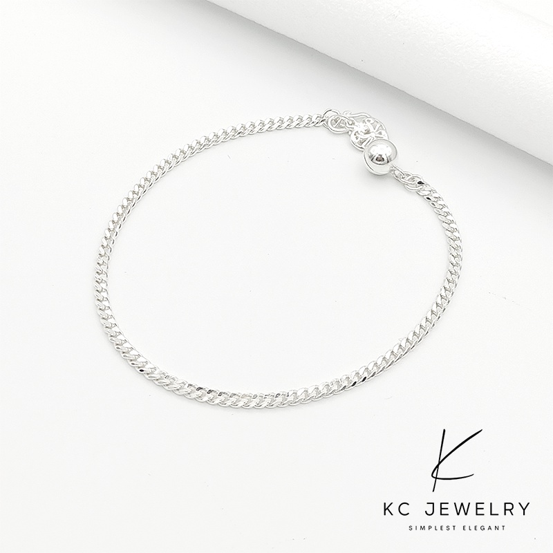 KC Jewelry S925 Silver Machine Bracelet/Gelang Rantai Tangan Mesin วันสร้อยข้อมือสําหรับผู้ชายและผู้