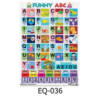 Funny ABC EQ-036 สื่อโปสเตอร์ภาพ กระดาษ หุ้มพลาสติก