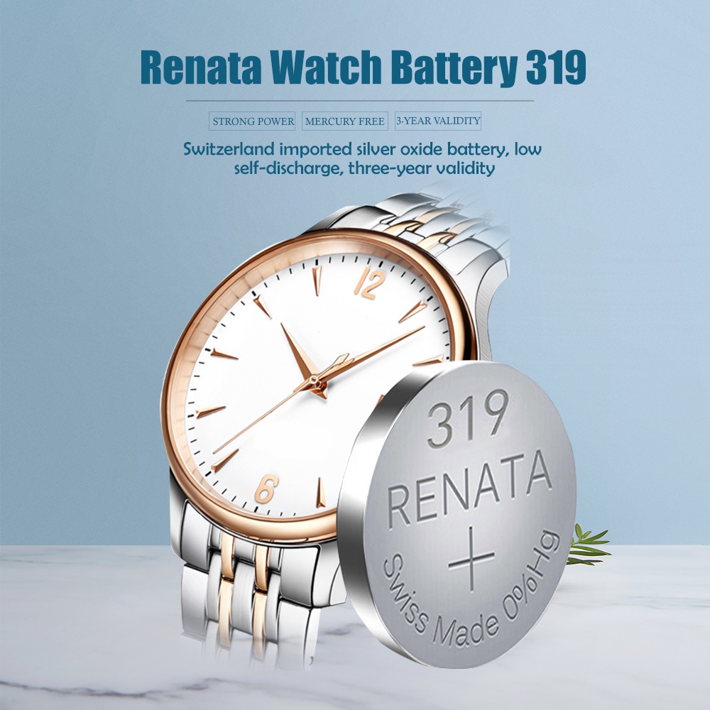 Serpentina Rame Batterie Renata 319 SR527SW Da 1,55V Ossido D'argento - Confezione Da 10, Made In Switzerland, Per Orologi Tagliacapelli Rowenta