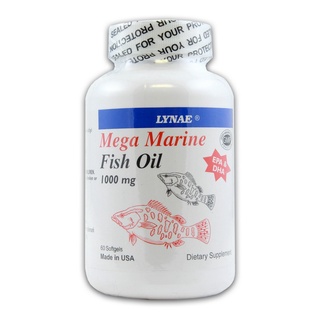 LYNAE Mega Marine Fish Oil 1000 mg Vitamin USA ไลเน่ น้ำมันปลา ลดความเสี่ยงโรคหัวใจ ควบคุมระดับความดันโลหิต  60 แคปซูม