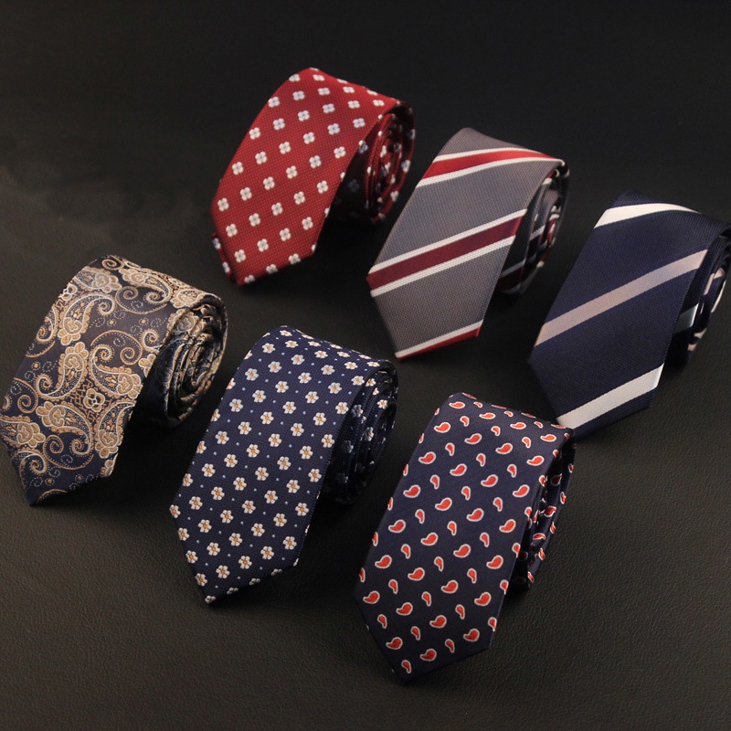 Mens Skinny Ties แคบ 6 ซม.คอ Tie ผู้ชายทองานแต่งงาน Gravatas Slim แคบ Neckwear ลาย Dot ลายสก๊อตเนคไทอุปกรณ์เสริม