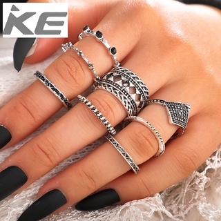 Vintage Black Diamond Ring Set of 8 Hollow Diamond Set Rings for girls for women low price