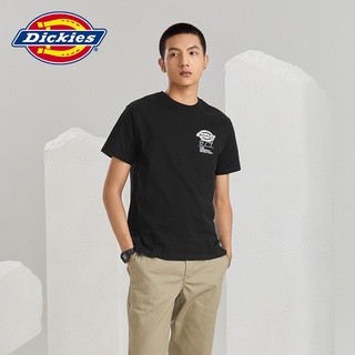 ใหม่ เสื้อยืดคอกลม แขนสั้น ผ้าฝ้าย ทรงหลวม พิมพ์ลาย Dickies สําหรับผู้ชาย