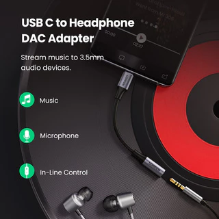 UGREEN อะแดปเตอร์แจ็คหูฟัง USB Type C เป็น 3.5 มม. ตัวเมีย USB C เป็น Aux ชิป DAC สําหรับ Pixel 4 3 2 XL iPad 5 4 iPad Mini 6