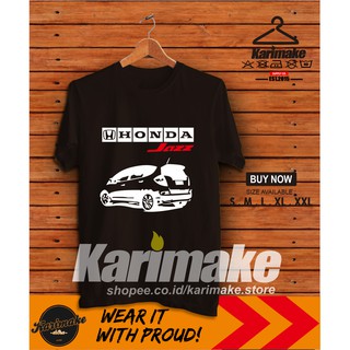 เสื้อยืดผ้าฝ้ายพิมพ์ลายแฟชั่น เสื้อยืด พิมพ์ลายรถยนต์ Honda NEW JAZZ