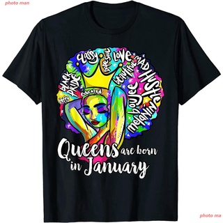 2022 ราศีกุมภ์ ผู้ชายและผู้หญิง กลุ่มดาว ผู้ชาย เสื้อยืด Queens Born January Black Girl Capricorn Aquarius Gift Tee T-Sh