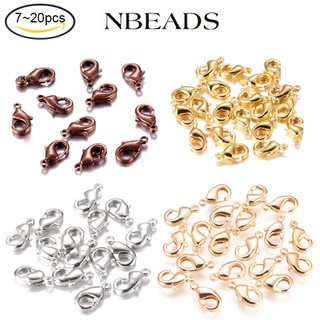 Nbeads ตะขอก้ามปู ทองเหลือง ชุบทอง 18K ไร้นิกเกิล ขนาด 1 มม. สําหรับทําเครื่องประดับ 10 20 ชิ้น