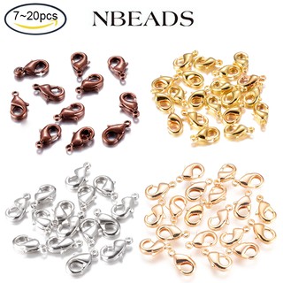 Nbeads ตะขอก้ามปู ทองเหลือง ชุบทอง 18K ไร้นิกเกิล ขนาด 1 มม. สําหรับทําเครื่องประดับ 10 20 ชิ้น