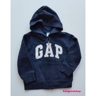 เสื้อกันหนาวเด็ก GAP มีฮูด ซิปหน้า สีกรม size : 2y / 3y