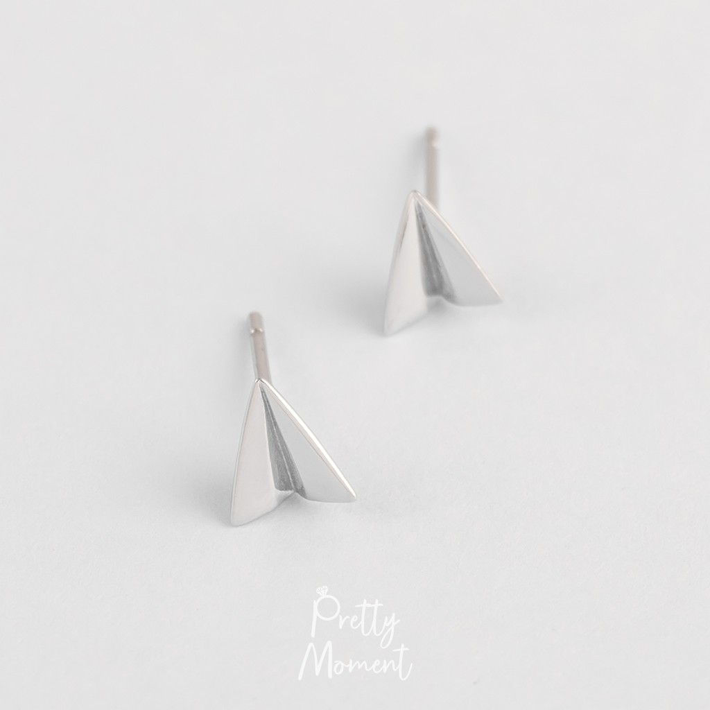 Pretty Moment ต่างหูเงิน เครื่องบินกระดาษ กระดาษจรวด จรวดกระดาษ ต่างหูเงินแท้ ต่าง หูมินิมอล 925  ของขวัญ