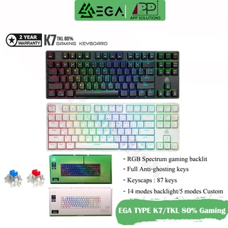 EGA KEYBOARD(คีย์บอร์ด)Mechanical Gaming รุ่นTYPE K7-TKL(Blue,Red Switch)