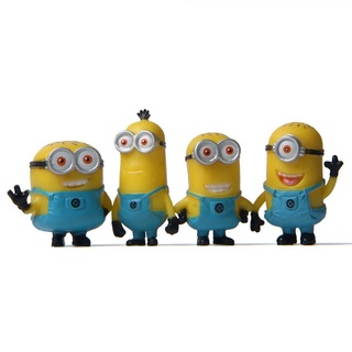 ฟิกเกอร์ Despicable Me The Minions สีเหลือง สําหรับตกแต่งบ้านตุ๊กตา 4 ชิ้น ต่อชุด