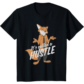 เสื้อยืดผ้าฝ้ายพรีเมี่ยม เสื้อยืด พิมพ์ลาย Disney Zootopia Nick Wilde It Called Hustle